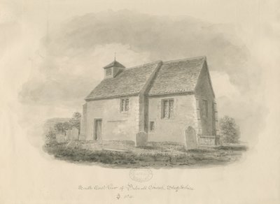 Bednalls kyrka: sepiateckning, 1841 av John Buckler