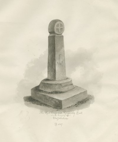 Biddulph - "Röda Korset": sepiateckning, 1847 av John Buckler