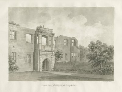 Biddulph Hall (gammal): sepiateckning av John Buckler