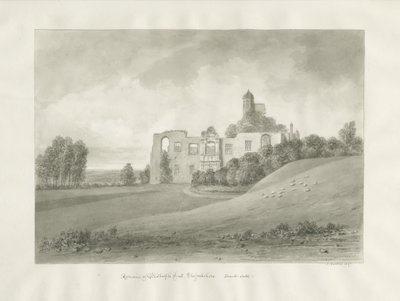Biddulph Hall (gammal): sepiateckning av John Buckler