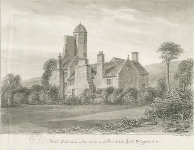 Biddulph Hall (gammal): sepiateckning av John Buckler