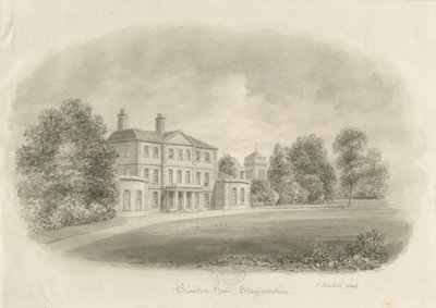 Bishton Hall: sepiateckning av John Buckler