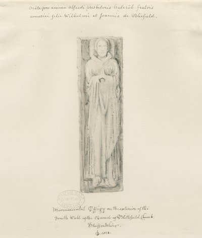 Blithfield Church - monumental bild: tonad teckning, 1823 av John Buckler