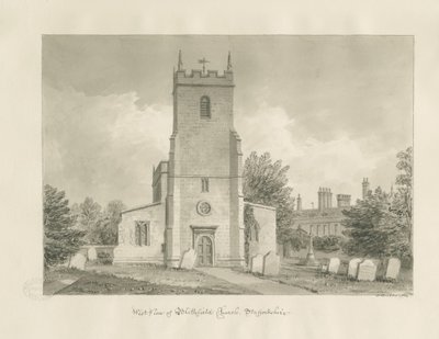 Blithfield Church: sepiateckning av John Buckler