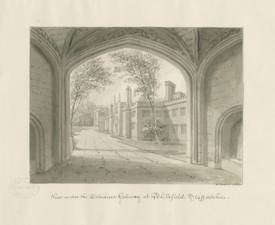 Blithfield Hall: sepiateckning av John Buckler