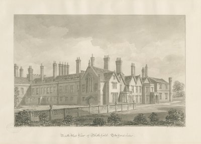Blithfield Hall: sepiateckning av John Buckler