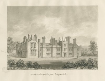 Blithfield Hall: sepiateckning, 1823 av John Buckler