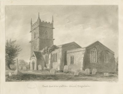 Blore Church: sepiateckning, 1839 av John Buckler