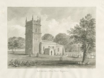 Blore Church: sepiateckning, 1847 av John Buckler