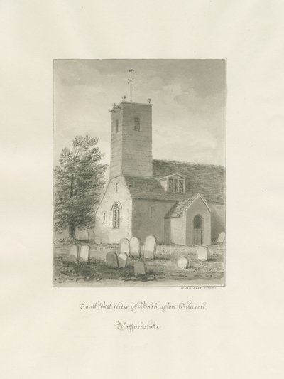 Bobbington Church: sepiateckning av John Buckler