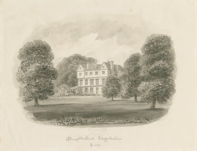 Broughton Hall: sepiateckning av John Buckler