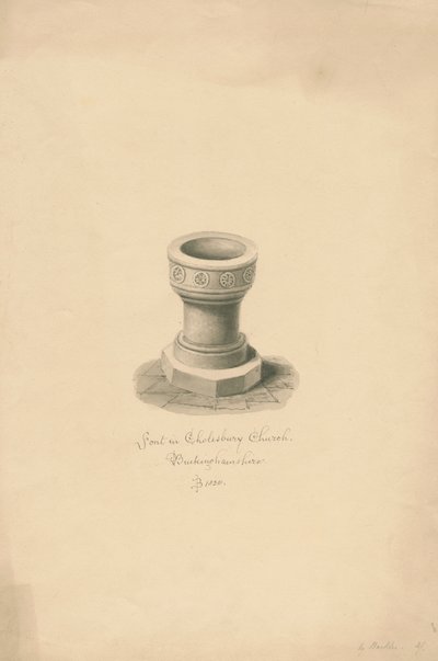 Buckinghamshire - Cholesbury Church: sepiateckning av John Buckler
