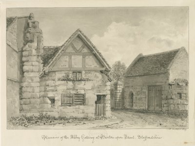 Burton-upon-Trent Abbey: sepiateckning av John Buckler
