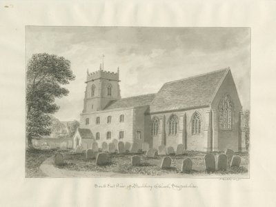 Bushbury Church: sepiateckning, 1845 av John Buckler