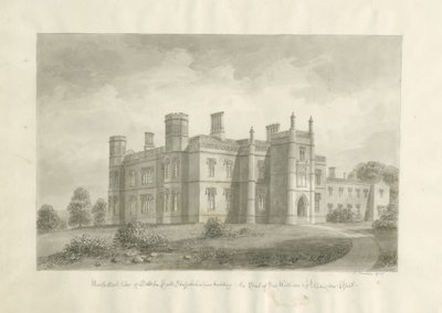Butterton Hall: sepiateckning av John Buckler