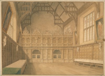 Cambridgeshire - Trinity College Hall - Invändig utsikt av John Buckler