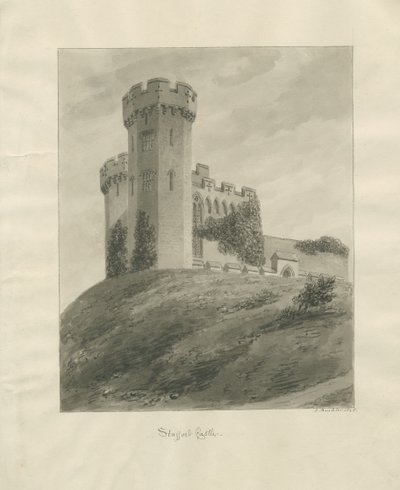 Castle Church - Stafford Castle: sepiateckning av John Buckler