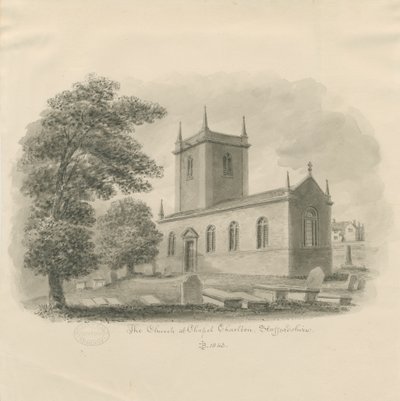 Chapel Chorlton Church: sepiateckning av John Buckler