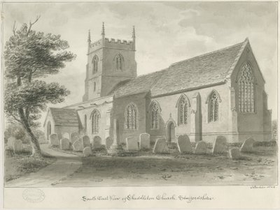 Cheddleton Church: sepiateckning av John Buckler