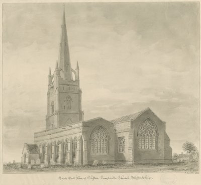 Clifton Campville Church: sepiateckning av John Buckler