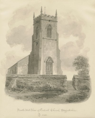 Codsall Church: sepiateckning av John Buckler