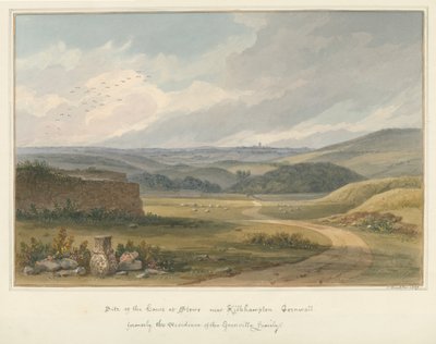 Cornwall - Kilkhampton - Plats för huset i Stowe, 1827 av John Buckler