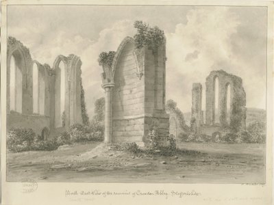 Croxden Abbey: sepiateckning av John Buckler