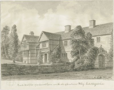 Dieulacres Abbey - Ancient House: sepiateckning av John Buckler