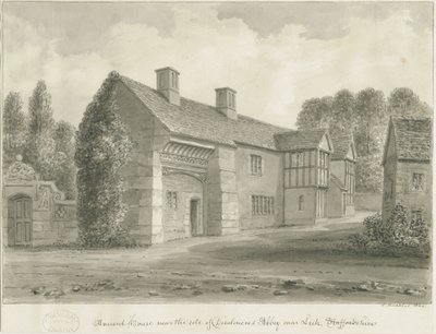 Dieulacres Abbey - Ancient House: sepiateckning av John Buckler