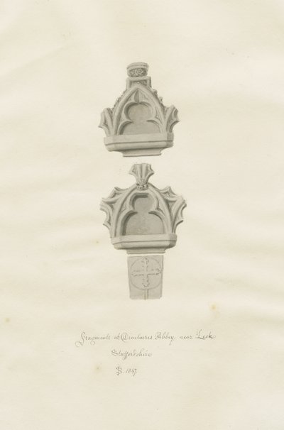 Dieulacres Abbey: sepiateckning av John Buckler