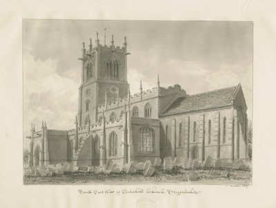 Eccleshall kyrka: sepiateckning av John Buckler