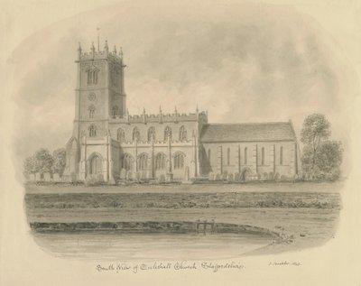 Eccleshall kyrka: sepiateckning av John Buckler