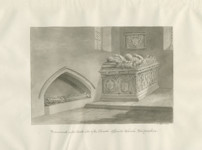 Enville Church - Monument: sepiateckning av John Buckler