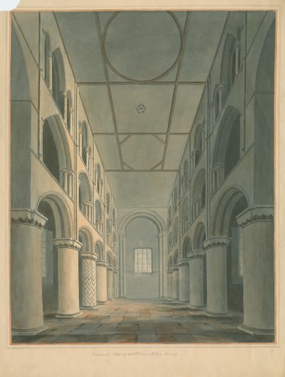 Essex - Waltham Abbey - Interiör, 1802 av John Buckler