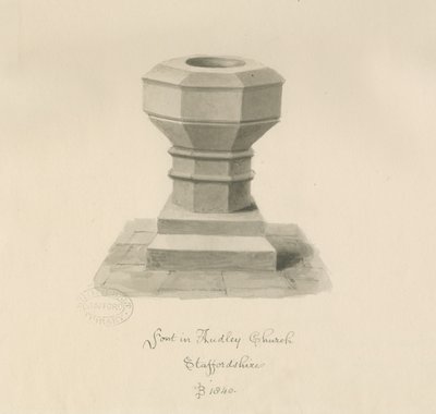 Typsnitt i Audley Church: sepiateckning, 1840 av John Buckler