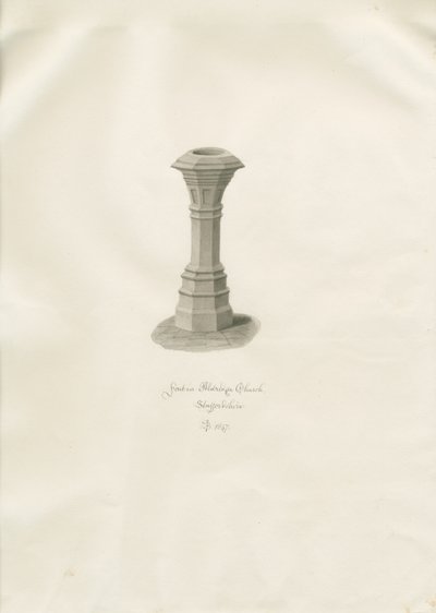 Typsnitt i Aldridge Church: sepiateckning av John Buckler