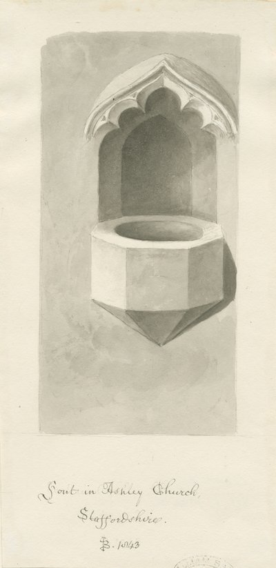 Typsnitt i Ashley Church: sepiateckning, 1843 av John Buckler