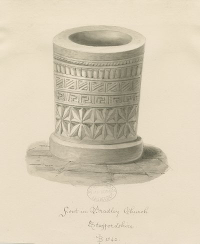 Typsnitt i Bradley Church: sepiateckning, 1842 av John Buckler