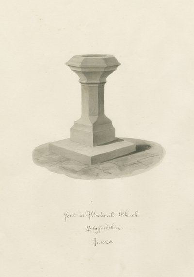 Typsnitt i Bucknall Church: sepiateckning av John Buckler