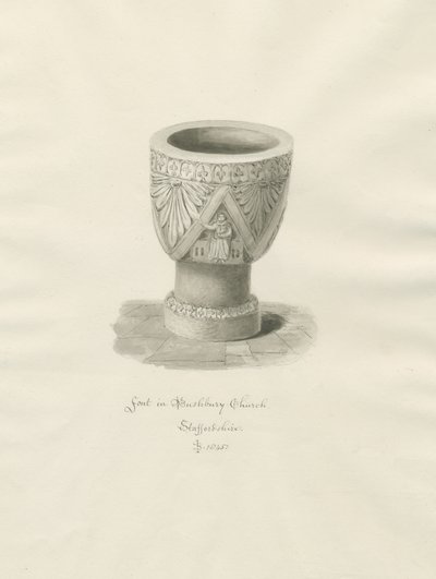 Typsnitt i Bushbury Church: sepiateckning av John Buckler