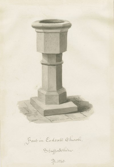 Typsnitt i Codsall Church: sepiateckning av John Buckler