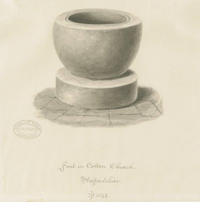 Typsnitt i Colton Church: sepiateckning, 1842 av John Buckler
