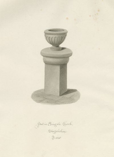 Typsnitt i Edingale Church: sepiateckning av John Buckler