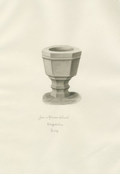 Typsnitt i Grindon Church: sepiateckning av John Buckler