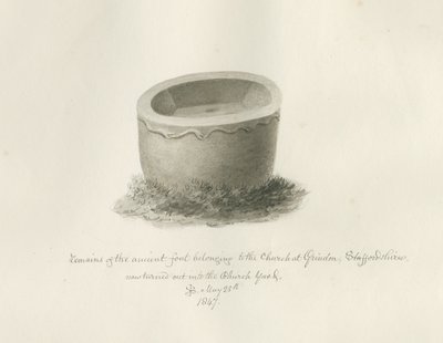 Typsnitt i Grindon Church: sepiateckning, 25 maj 1847 (ritning) av John Buckler