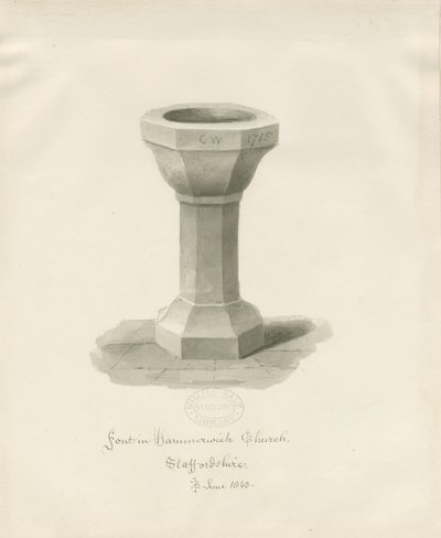 Typsnitt i Hammerwich Church: sepiateckning, juni 1843 (ritning) av John Buckler