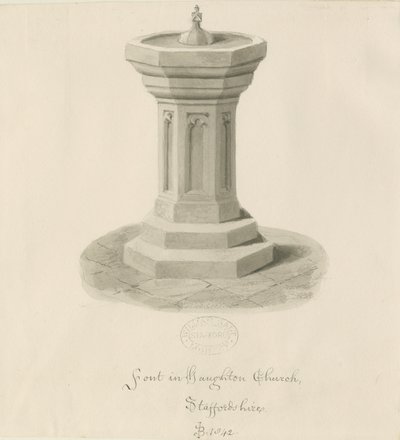 Typsnitt i Haughton Church: sepiateckning av John Buckler