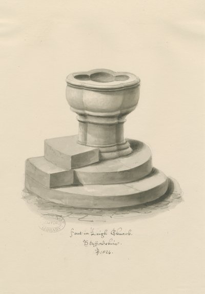 Typsnitt i Leigh Church: sepiateckning av John Buckler