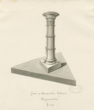 Typsnitt i Mucklestone Church: sepiatvättteckning, 1843 av John Buckler