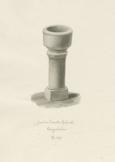 Typsnitt i Onecote Church: sepiateckning, 1847 av John Buckler